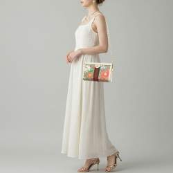 Pre Owned Gucci Padlock Small Beige/Off White Flora GG Supreme Canvas Tote