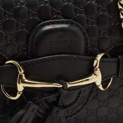 Pre Owned Gucci Emily Mini Black Microguccissima Leather Chain Crossbody Bag
