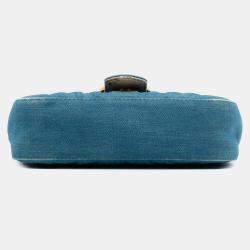 Pre Owned حقيبة كتف غوچي دنيم ماتلاس زرقاء صغيرة بيرلي جي جي مارمونت