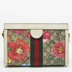 Pre Owned حقيبة كتف غوتشي أوفيديا فلورا جلد وكانفاس جي جي سوبريم متعدد الألوان صغيرة