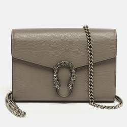 مملوكة مسبقًا Gucci Crystal Dionysus Grey Leather Wallet On Chain