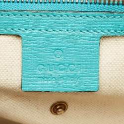 مملوكة مسبقًا Gucci Bright Bit Large Turquoise Leather Tote