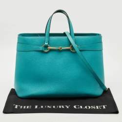 مملوكة مسبقًا Gucci Bright Bit Large Turquoise Leather Tote
