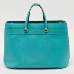 مملوكة مسبقًا Gucci Bright Bit Large Turquoise Leather Tote