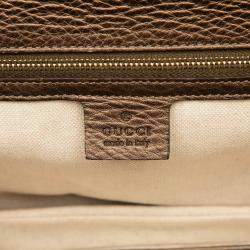 Pre Owned حقيبة غوتشي ساتشل بامبو جديد جلد بني وسط