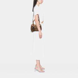 Pre Owned حقيبة غوتشي ساتشل بامبو جديد جلد بني وسط