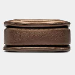 Pre Owned حقيبة غوتشي ساتشل بامبو جديد جلد بني وسط