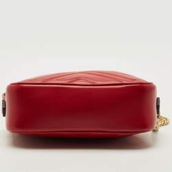 مملوكة مسبقًا Gucci GG Marmont Mini Red Matelassé Leather Camera Bag