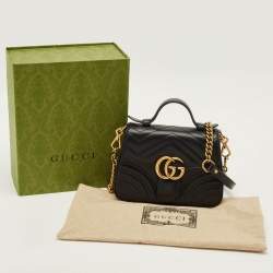 مملوكة مسبقًا Gucci GG Marmont Mini Black Matelassé Leather Top Handle Bag
