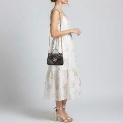 مملوكة مسبقًا Gucci GG Marmont Mini Black Matelassé Leather Top Handle Bag