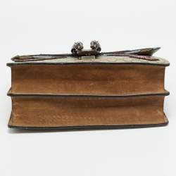 مملوكة مسبقًا Gucci Embellished Patch Dionysus Medium Beige GG Supreme Canvas and Suede Shoulder Bag