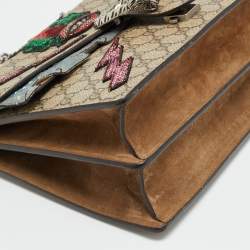 مملوكة مسبقًا Gucci Embellished Patch Dionysus Medium Beige GG Supreme Canvas and Suede Shoulder Bag