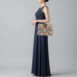 مملوكة مسبقًا Gucci Embellished Patch Dionysus Medium Beige GG Supreme Canvas and Suede Shoulder Bag
