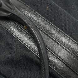 مملوكة مسبقًا حقيبة يد غوتشي توت جلد وقماش جي جي أسود بمشابك جي مترابطة