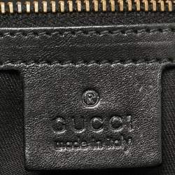 مملوكة مسبقًا حقيبة يد غوتشي توت جلد وقماش جي جي أسود بمشابك جي مترابطة