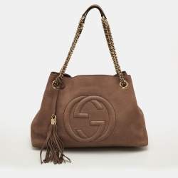 مملوكة مسبقًا Gucci Soho Medium Brown Nubuck Leather Chain Shoulder Bag