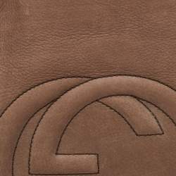 Pre Owned Gucci Soho Medium Brown Nubuck Leather Chain Shoulder Bag