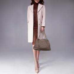 Pre Owned Gucci Soho Medium Brown Nubuck Leather Chain Shoulder Bag