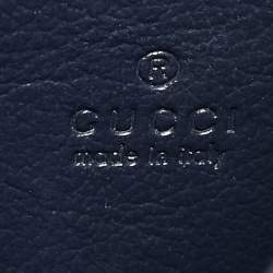 Pre Owned Gucci GG Marmont Blue/Black GG Diagonal Quilt Canvas and Leather Wallet on Chain