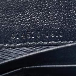 Pre Owned Gucci GG Marmont Blue/Black GG Diagonal Quilt Canvas and Leather Wallet on Chain