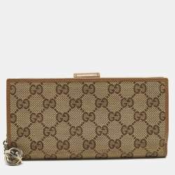 مملوكة مسبقًا Gucci GG Twins Beige/Brown GG Canvas and Leather French Flap Wallet