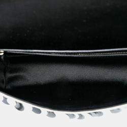 Pre Owned Gucci Black White Medium GG Marmont Sequin Embellished Leather Shoulder Bag