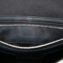 Pre Owned Gucci Black White Medium GG Marmont Sequin Embellished Leather Shoulder Bag