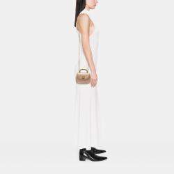 مملوكة مسبقًا Gucci Brown Mini Metallic Leather Bamboo Night