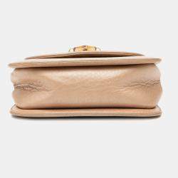 مملوكة مسبقًا Gucci Brown Mini Metallic Leather Bamboo Night