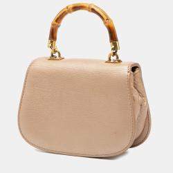 مملوكة مسبقًا Gucci Brown Mini Metallic Leather Bamboo Night