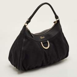 مملوكة مسبقًا Gucci Abbey D-Ring Black GG Canvas and Leather Hobo