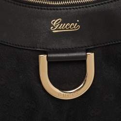 مملوكة مسبقًا Gucci Abbey D-Ring Black GG Canvas and Leather Hobo