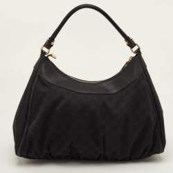 مملوكة مسبقًا Gucci Abbey D-Ring Black GG Canvas and Leather Hobo