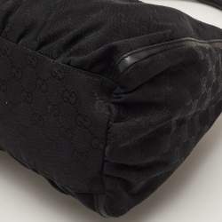 مملوكة مسبقًا Gucci Abbey D-Ring Black GG Canvas and Leather Hobo