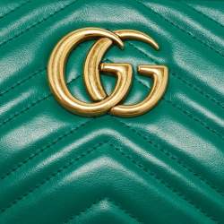 Pre Owned حقيبة كاميرا غوتشي جلد أخضر ماتيلسه GG صغيرة