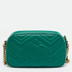 Pre Owned حقيبة كاميرا غوتشي جلد أخضر ماتيلسه GG صغيرة