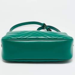 Pre Owned حقيبة كاميرا غوتشي جلد أخضر ماتيلسه GG صغيرة