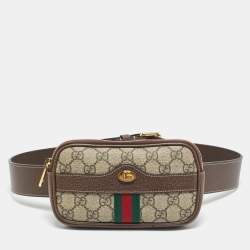مملوكة مسبقًا Gucci Ophidia Beige/Brown GG Supreme Coated Canvas and Leather Belt Bag