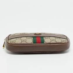 مملوكة مسبقًا حقيبة خصر غوتشي أوفيديا جلد وكانفاس مقوى جي جي سوبريم بني / بيج