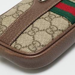 مملوكة مسبقًا حقيبة خصر غوتشي أوفيديا جلد وكانفاس مقوى ج ي جي سوبريم بني / بيج