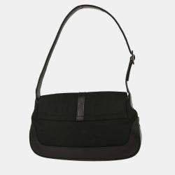 Pre Owned Gucci Black Nylon Leather Handbag