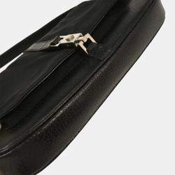 Pre Owned Gucci Black Nylon Leather Handbag