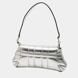 Pre Owned حقيبة غوتشي ساتشل سلسلة هورسبيت جلد مبطن فضي معدني صغير