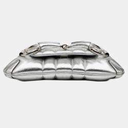 Pre Owned حقيبة غوتشي ساتشل سلسلة هورسبيت جلد مبطن فضي معدني صغير