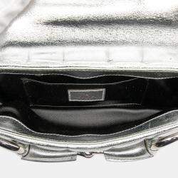 Pre Owned حقيبة غوتشي ساتشل سلسلة هورسبيت جلد مبطن فضي معدني صغير