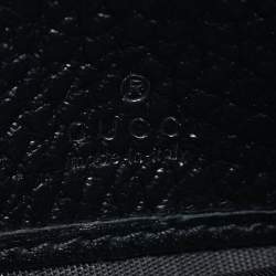 Pre Owned محفظة غوتشي على سلسلة قماش GG سوبريم سوداء/بيج وجلد مارمونت GG