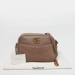 Pre Owned حقيبة كتف غوتشي جي جي مارمونت جلد ماتيلسيي كاميرا وردي قديم