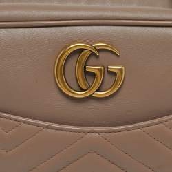 Pre Owned حقيبة كتف غوتشي جي جي مارمونت جلد ماتيلسيي كاميرا وردي قديم