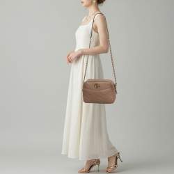 Pre Owned حقيبة كتف غوتشي جي جي م ارمونت جلد ماتيلسيي كاميرا وردي قديم