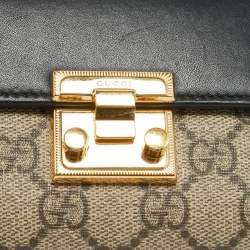 Pre Owned محفظة غوتشي جلد وكانفاس جي جي سوبريم بيج/أسود بقفل